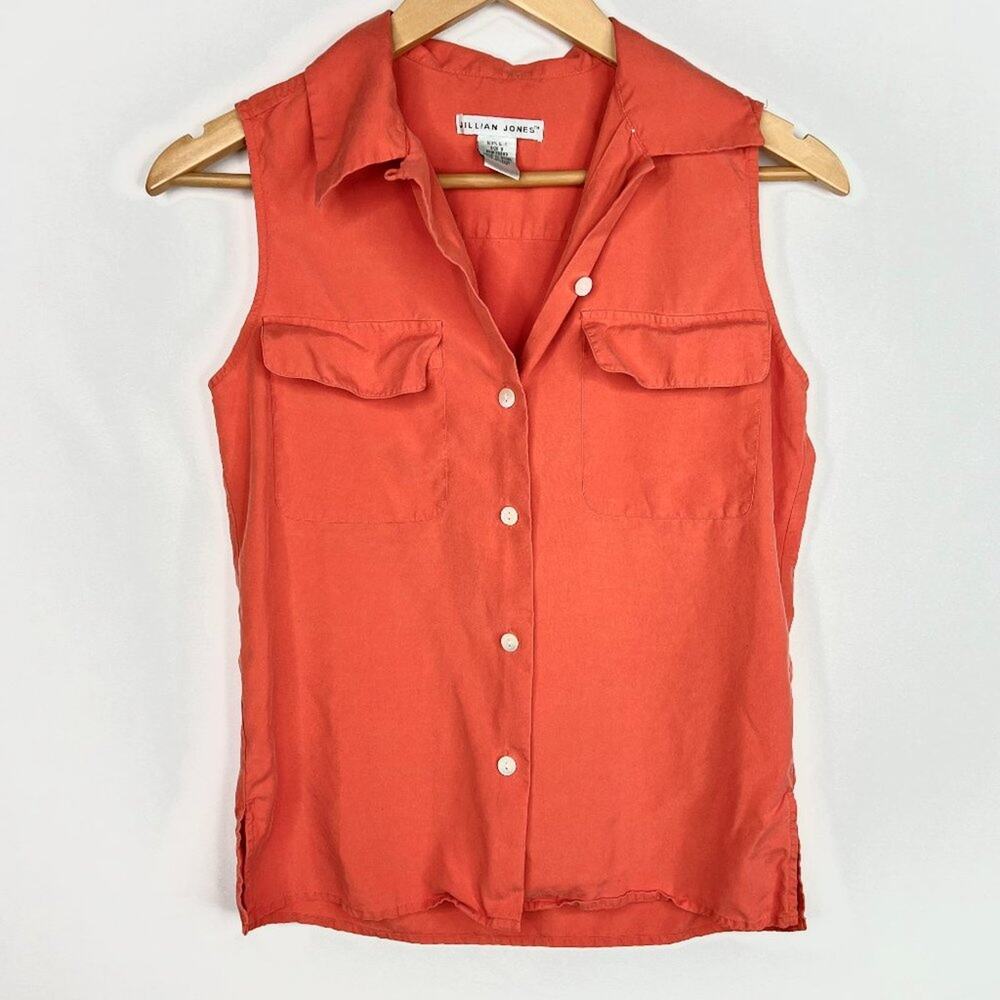 Vintage Jillian Jones 100% Silk Button Front Tank Top Small